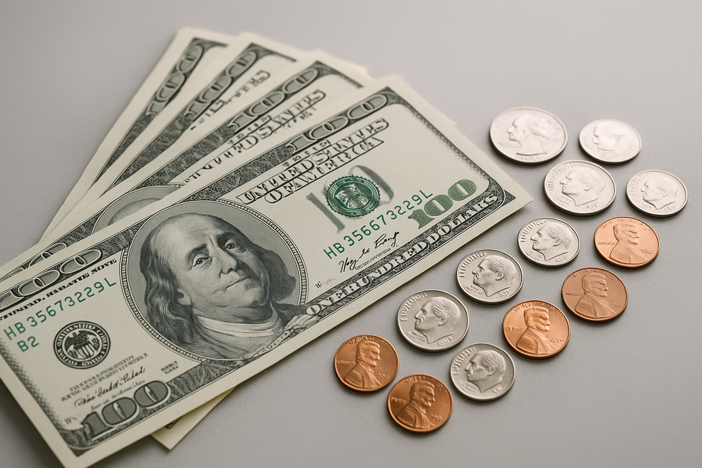 dollars and coins with professional background
