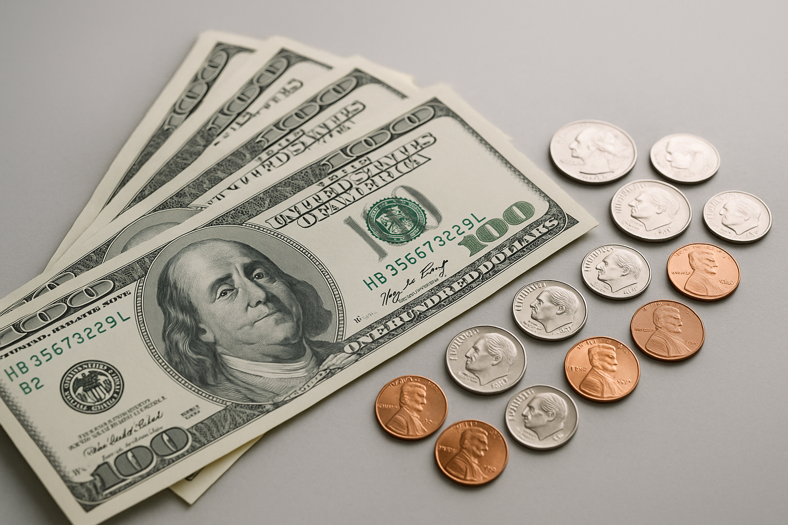dollars and coins with professional background